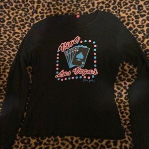 Black Las Vegas Bling Graphic Long Sleeve Shirt